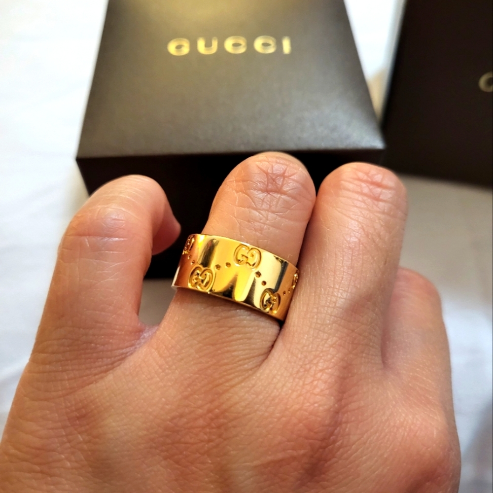 Authentic Gucci Icon Wide Ring in 18K [750] solid yellow gold - Picture 6 of 10